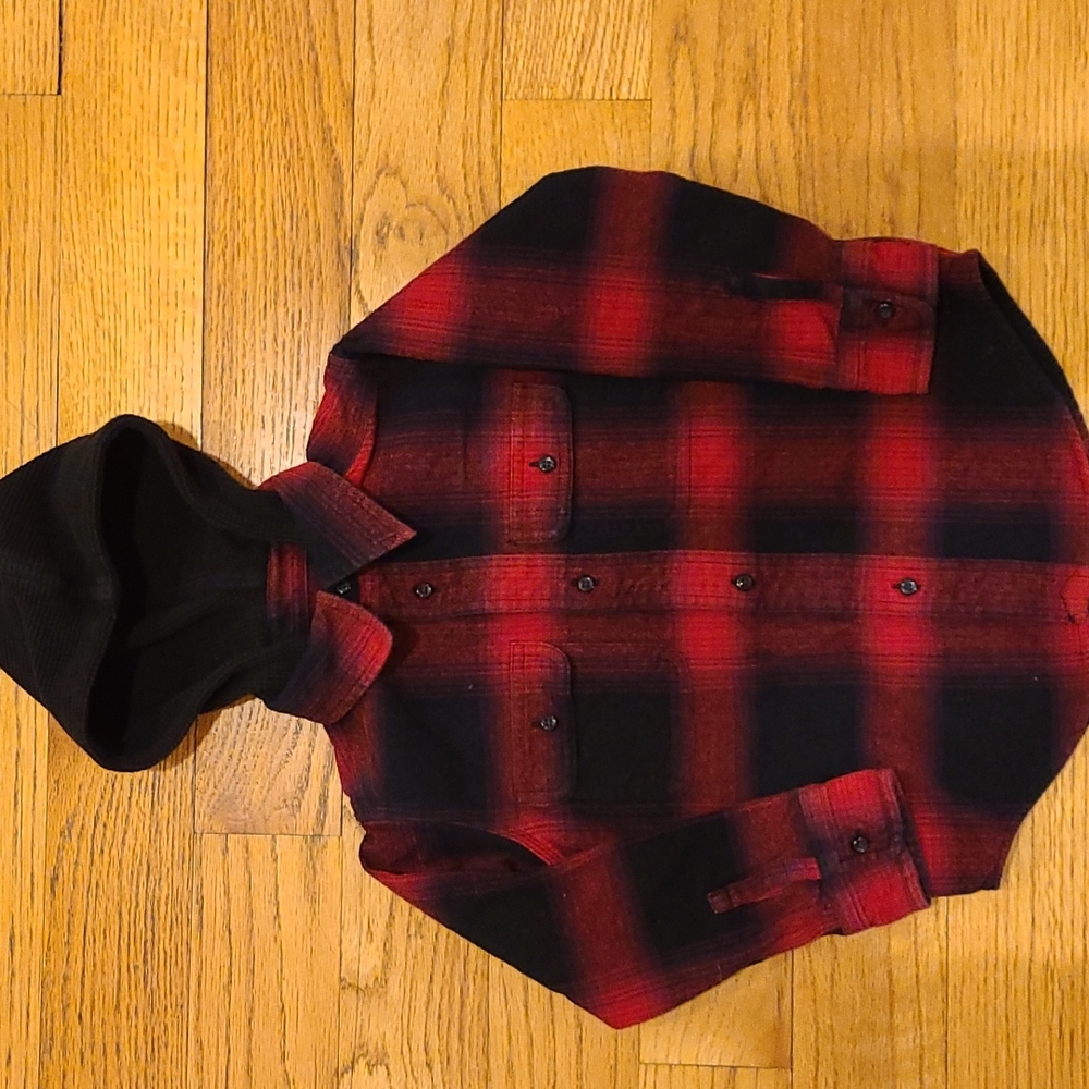 Polo Ralph Lauren Flannel Plaid Button down with hood, size 3/3T